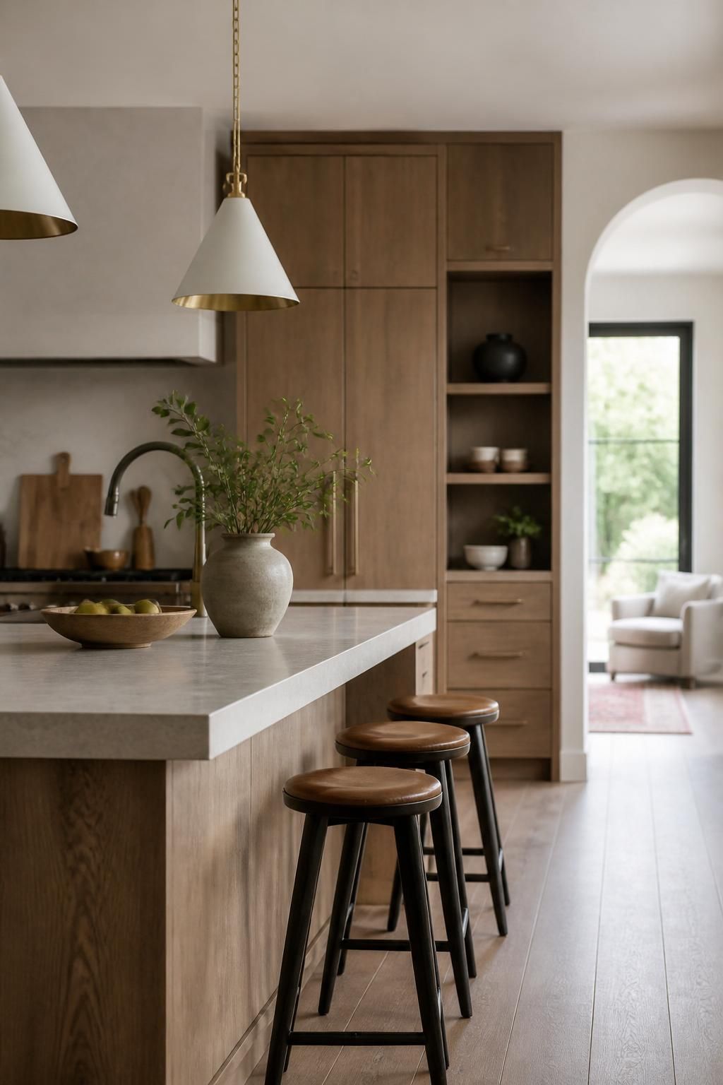Modern interior with custom carpentry details and soft natural light.